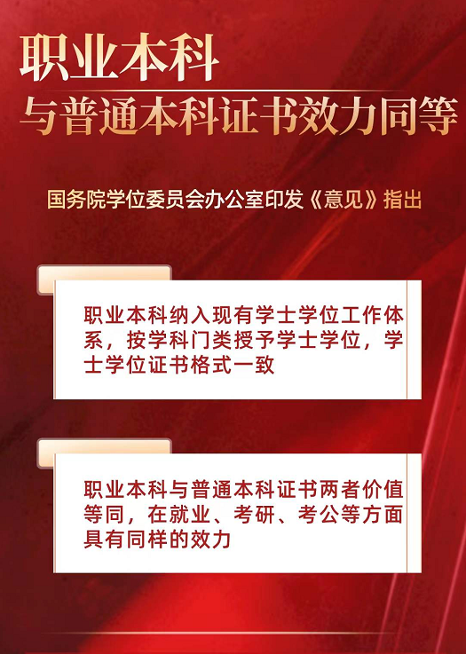 又一利好消息，教育部再發(fā)文：職業(yè)本科與普通本科證書效力同等！